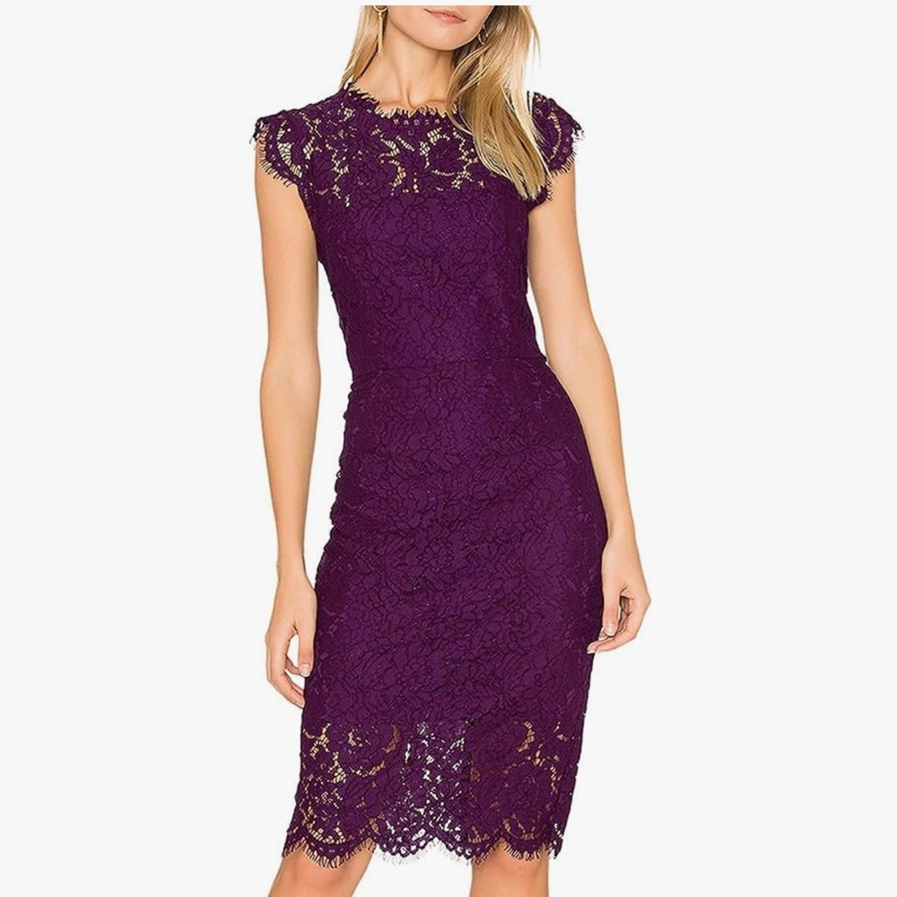 Chic Lace Midi Dress in Rich Purple